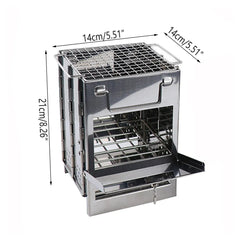 Outdoor Camping Mini Folding Wood Burning Stove Picnic Stainless Steel BBQ Grill