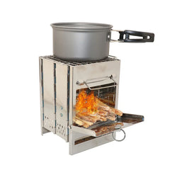 Outdoor Camping Mini Folding Wood Burning Stove Picnic Stainless Steel BBQ Grill