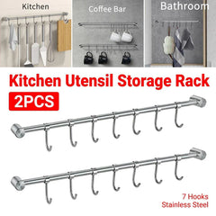 2PCS 304 Stainless Steel Bathroom Towel Hook Wall Mounted Clothes Kitchen Hanger