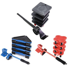 Heavy Duty Moving Tool Set Easy Move Five Piece Furniture Lifter Kit for Home - Red