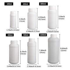 50pcs Chemical Bottle White Plastic Sample Reagent Bottles for Lab Storage - 200ml