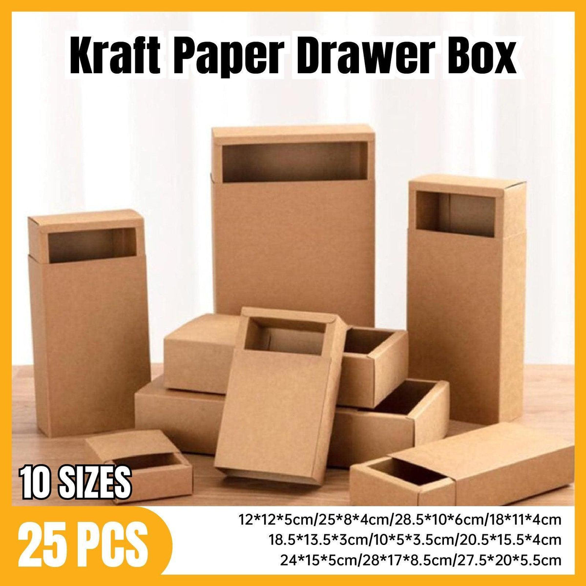 Kraft Paper Drawer Box Packaging Gift Storage Organiser Small Kraft Boxes - 27.5x20x5.5cm