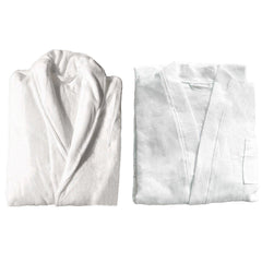 Cotton Kimono Collar Bathrobe Hotel Quality Thick Fleece Towel Embroidered Robe - Waffle