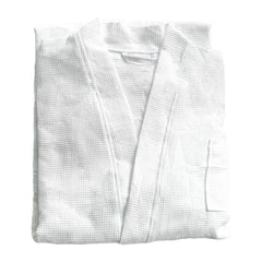 Cotton Kimono Collar Bathrobe Hotel Quality Thick Fleece Towel Embroidered Robe - Waffle