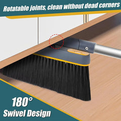 Folding Broom Dustpan Set Rotating Household Sweeping Hair Removal Cleaning Tool - White