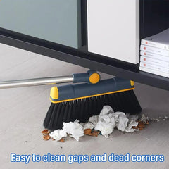 Folding Broom Dustpan Set Rotating Household Sweeping Hair Removal Cleaning Tool - White