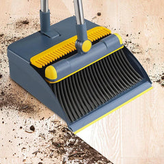Folding Broom Dustpan Set Rotating Household Sweeping Hair Removal Cleaning Tool - White