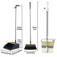 Folding Broom Dustpan Set Rotating Household Sweeping Hair Removal Cleaning Tool - White