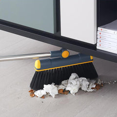 Folding Broom Dustpan Set Rotating Household Sweeping Hair Removal Cleaning Tool - White