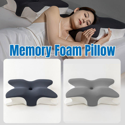 Memory Foam Butterfly Pillow Neck Support Slow Rebound Cervical Pillow - Light Grey