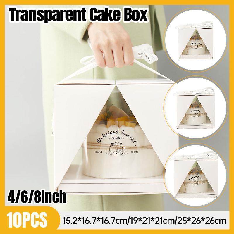 10x Clear Cake Box Set 4 6 8 Inch Durable Versatile Display Packaging Containers - 10pcs-6inch
