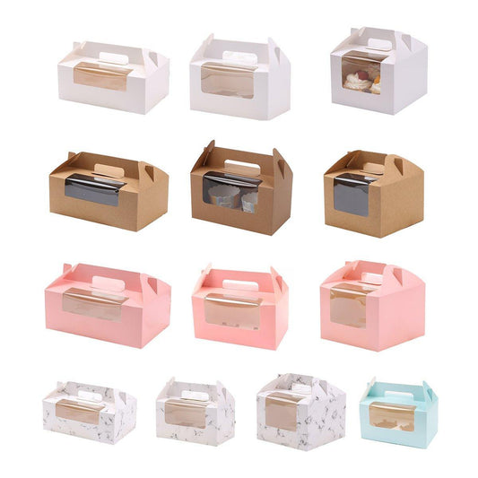 25pcs Portable Cupcake Packaging Box with Transparent Window for Easy Opening - White-6Cup