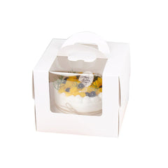 50pcs Portable Cake Boxes with Open Window for Birthday Party Cake Packaging - 4inch