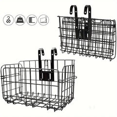 Foldable Bicycle Basket Front and Rear Hanging Storage Rack Bike Accessories - Black