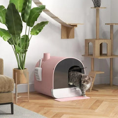 Fully Enclosed Cat Litter Pan Large Litter Box with Drawer Cat Toilet Tray - Green