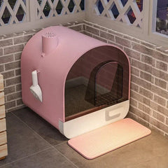 Fully Enclosed Cat Litter Pan Large Litter Box with Drawer Cat Toilet Tray - Green