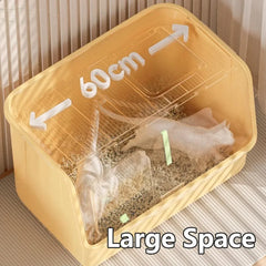 Large Fully Enclosed Cat Litter Box with Lid Odor Control Litter Pan for Cats - Green