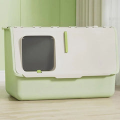 Large Fully Enclosed Cat Litter Box with Lid Odor Control Litter Pan for Cats - Green