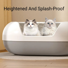 Large Semi Closed Cat Litter Box Covered Litter Pan for Cats Easy Clean Design - Orange