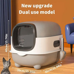 Large Fully Enclosed Cat Litter Box Lift Lid Odour Control Easy Clean Kitty - Purple
