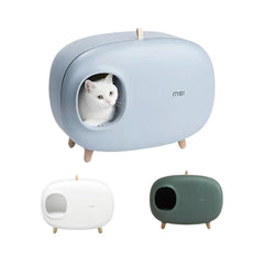 Cat Litter Box Semi-closed Cat Supplies Cat Toilet Drawer Large Cat Litter Box - White