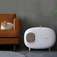 Cat Litter Box Semi-closed Cat Supplies Cat Toilet Drawer Large Cat Litter Box - White