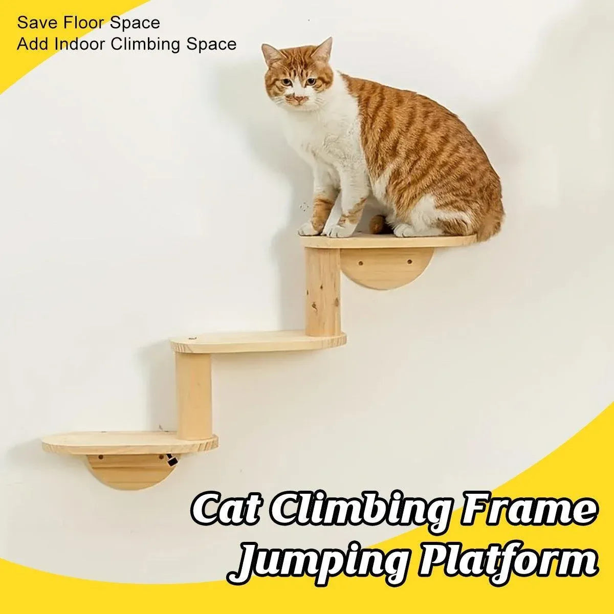 Solid Wood Wall Mounted Cat Climbing Tree Rack Platform Space Capsule Bed Shelf