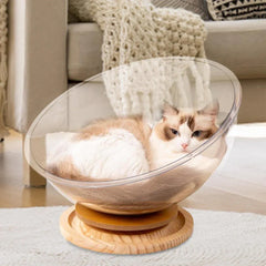 Four Seasons Acrylic Space Capsule Cat Bed Semi-closed Cool Nest Turntable Toy - XL