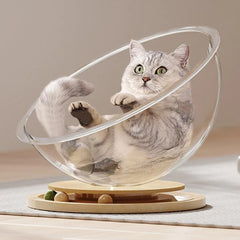 Four Seasons Acrylic Space Capsule Cat Bed Semi-closed Cool Nest Turntable Toy - XL