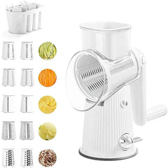 Multifunctional Vegetable Cutter Drum Slicer Kitchen Hand Cranked Grater Tool - White