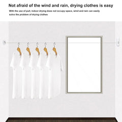 Invisible Clothesline Indoor Drying Rope Wall Mounted Laundry Retractable Line - Grey