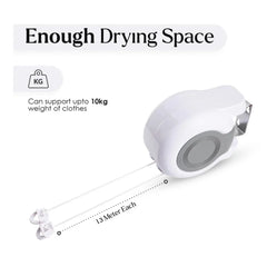 Double Clothes Line Wall Hanger Retractable Clothesline Clothes Dryer 13m Indoor