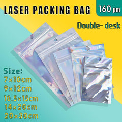 100/200X Iridescent Zip Bags for Food Storage & Holographic Makeup Pouch - 20*30cm 200PCS