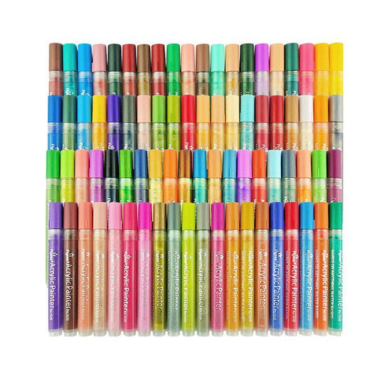 Flysea 12-80 Colours Acrylic Paint Pens Painting Stone Ceramic Glass Markers 0.7 - 35-Colour Set (15 Medium+ 20 Fine Tip)