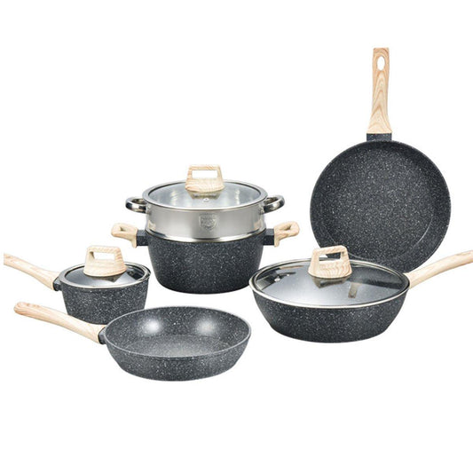 12pcs Nonstick Stone Coated Cookware Set with Frying Pans Steamer and Soup Pots