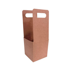 100pcs Kraft Paper Cup Holder Portable Coffee Drink Carrier Reusable Storage - Handheld Double Cup
