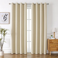 2pcs Semi Blackout Curtain Fabric Solid Colour Home Decor Drapes for Living Room - Light Grey - 132x244cm
