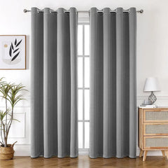 2pcs Semi Blackout Curtain Fabric Solid Colour Home Decor Drapes for Living Room - Light Grey - 132x244cm