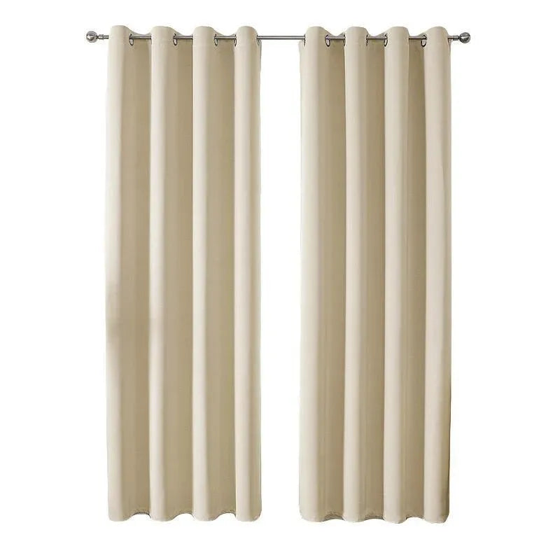 2pcs Semi Blackout Curtain Fabric Solid Colour Home Decor Drapes for Living Room - Yellow - 132x244cm
