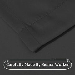2pcs Semi Blackout Curtain Fabric Solid Colour Home Decor Drapes for Living Room - Dark Grey - 132x213cm