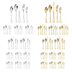 20/40pcs Stainless Steel Cutlery Set Knife Fork Spoon Western Hotel Tableware - Silver-40pcs