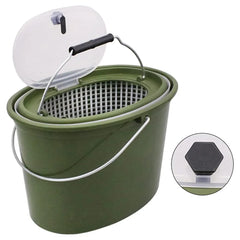 Portable Double Live Fish Bucket Breathable Fish Storage Container for Fishing - S