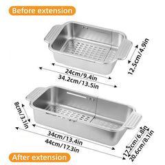 304 Stainless Steel Retractable Sink Drain Basket Kitchen Storage Rack Adjustable
