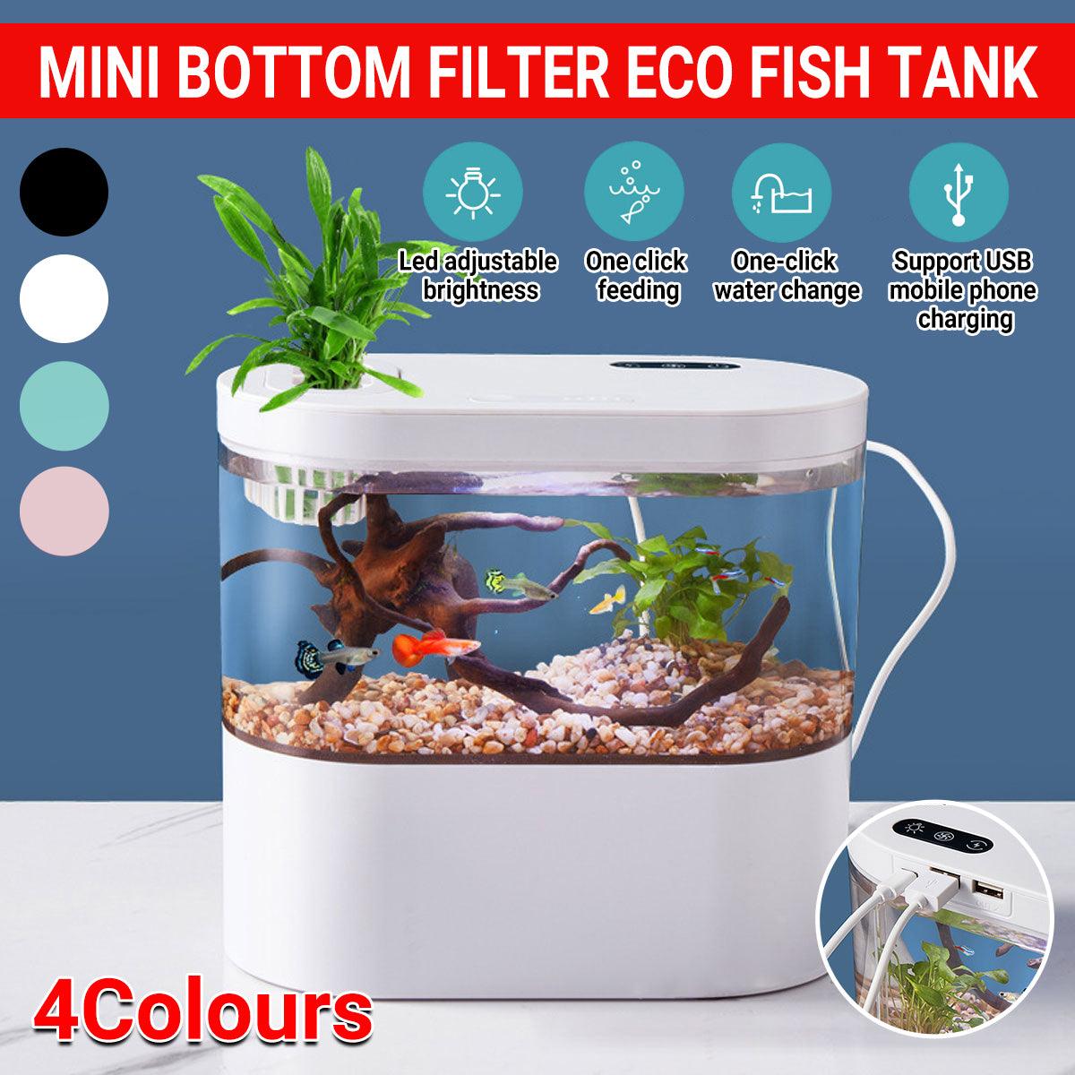 Mini Self-Circulating Desktop Fish Tank Eco-Friendly Creative Aquarium for Home - Pink