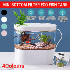 Mini Self-Circulating Desktop Fish Tank Eco-Friendly Creative Aquarium for Home - Pink
