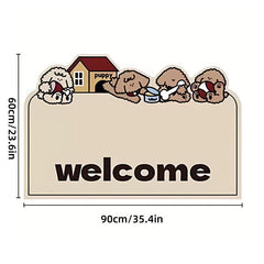 Cartoon Non Slip Household Silk Circle Floor Mat Durable Entryway Rug Can Be Cut - Panda