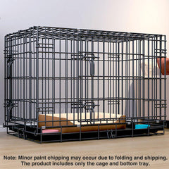 Metal Dog Crate Pet Cage with Divider for Puppies Cats Kennel Indoor Pet House - Large-Pink
