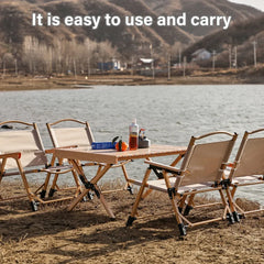 Outdoor Folding Chair Portable Camping Seat Compact Foldable Chair for Picnic - Khaki