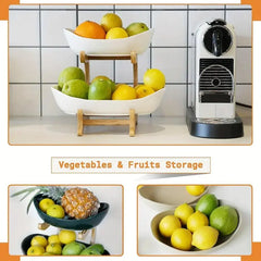 Modern Multi-layer Bamboo Fruit Snack Plate Rack Creative Living Room Plate Rack - Beige