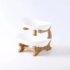 Modern Multi-layer Bamboo Fruit Snack Plate Rack Creative Living Room Plate Rack - Beige